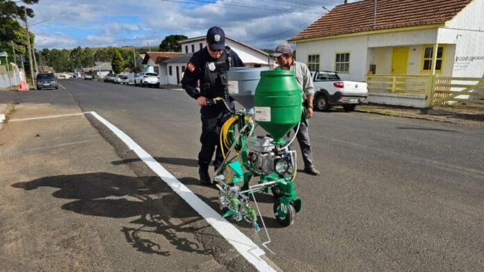 pintura viária em São Joaquim