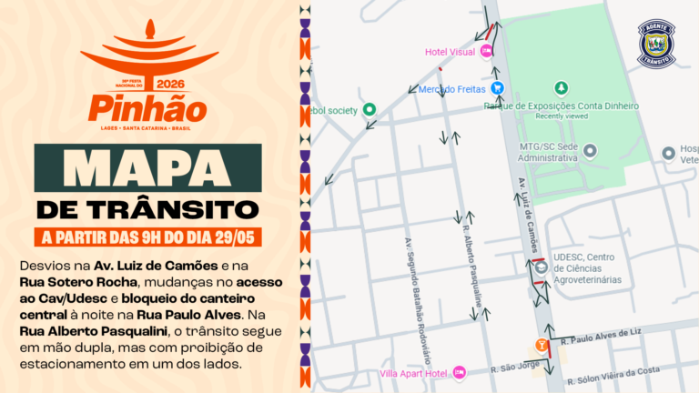 Festa do Pinhão terá mudanças no trânsito em Lages a partir de sexta-feira